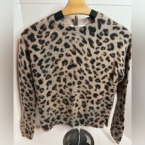 Magaschoni 100% Cashmere Leopard Print Sweater Size Small Soft